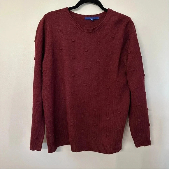 Apt. 9 Swiss Dot Maroon Long Sleeve Sweater Size Large GUC - Picture 2 of 9